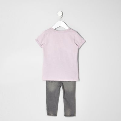 Mini boys pink epic kid T-shirt and jeans set